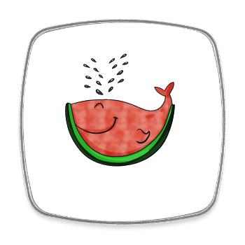 Cadeau baleine à pastèque - Magnet carré - blanc - Devant