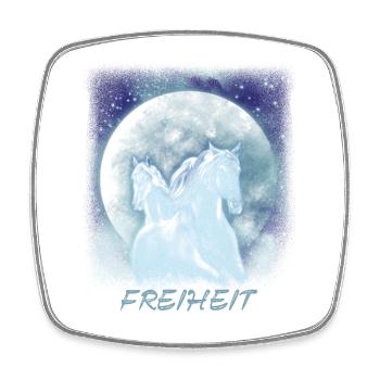Pferde Mädchen Freiheit - Viereckiger Kühlschrankmagnet - Weiß - Vorne