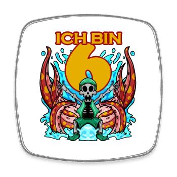 Kinder 6.Geburtstag ich bin 6 Jahre Junge Pirat - Viereckiger Kühlschrankmagnet - Weiß - Vorne