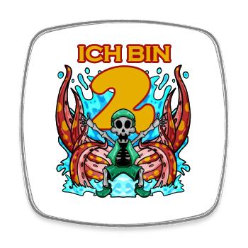Kinder 2.Geburtstag ich bin 2 Jahre Junge Pirat - Viereckiger Kühlschrankmagnet - Weiß - Vorne