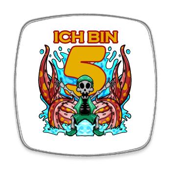 Kinder 5.Geburtstag ich bin 5 Jahre Junge Pirat - Viereckiger Kühlschrankmagnet - Weiß - Vorne