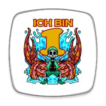Kinder 1.Geburtstag ich bin 1 Jahre Junge Pirat - Viereckiger Kühlschrankmagnet - Weiß - Vorne