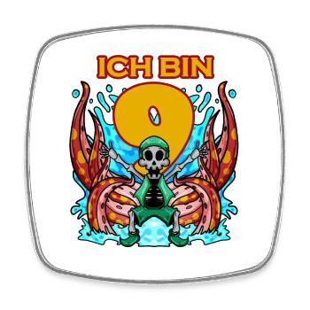 Kinder 9.Geburtstag ich bin 9 Jahre Junge Pirat - Viereckiger Kühlschrankmagnet - Weiß - Vorne
