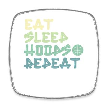 Eat Sleep Hoops Repeat Basketball - Square fridge magnet - white - Front