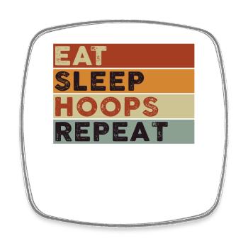 Eat Sleep Hoops Repeat Basketball - Square fridge magnet - white - Front