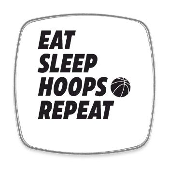 Eat Sleep Hoops Repeat Basketball - Square fridge magnet - white - Front
