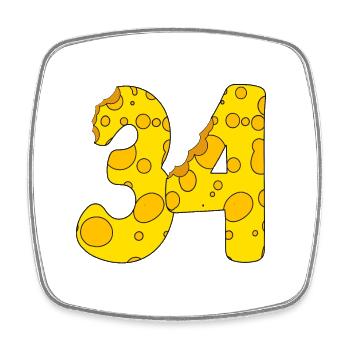 34 years old - 34th birthday gift - 1934 - Square fridge magnet - white - Front