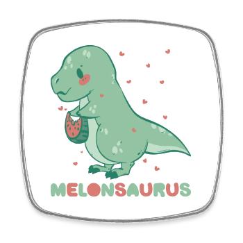 Pastèque pastèque végétarienne T Rex - Magnet carré - blanc - Devant