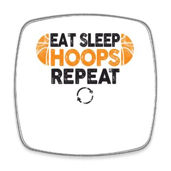 Eat Sleep Hoops Repeat Basketball - Square fridge magnet - white - Front