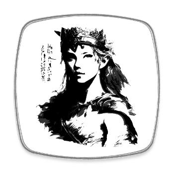 Prinzessin Japanische Kriegerin - Viereckiger Kühlschrankmagnet - Weiß - Vorne