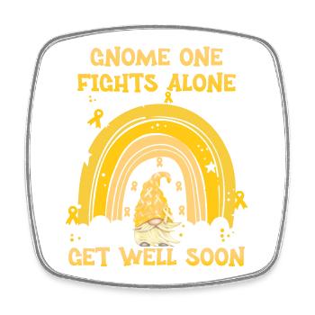 Gnome One Fights Alone Childhood Cancer - Square fridge magnet - white - Front