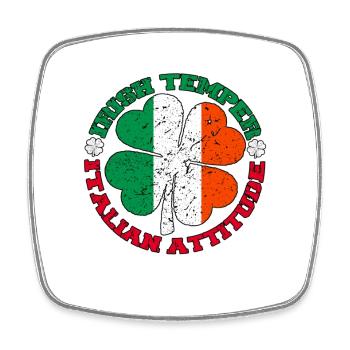 Irish Temper Italian Attitude Shirt Patrick’s Day - Magnet carré - blanc - Devant