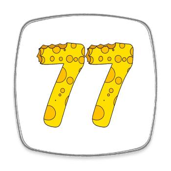 77 years old - 77th birthday present - 1977 - Square fridge magnet - white - Front