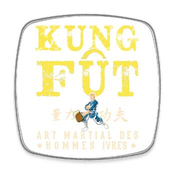 Kung Fût Jeu de mot Rhum Barbecue Buvette Soirée - Magnet carré - blanc - Devant