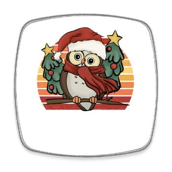 Cute Christmas Owl Christmas Owl Gift - Square fridge magnet - white - Front