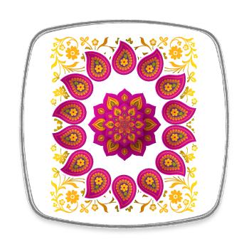 Paisley pattern, paisley mandala, vintage paisley - Square fridge magnet - white - Front