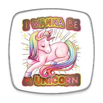 Licorne licorne mignonne, dicton de licorne kawaii - Magnet carré - blanc - Devant