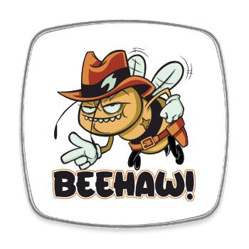 Beehaw bee with cowboy hat Yeehaw - Square fridge magnet - white - Front