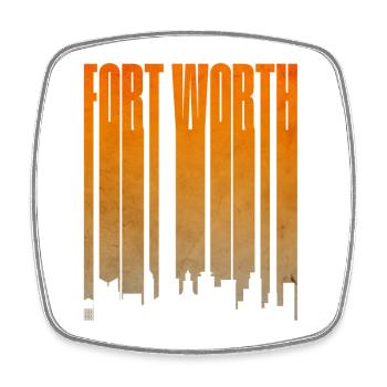 Fort Worth Skyline Gradient - Viereckiger Kühlschrankmagnet - Weiß - Vorne