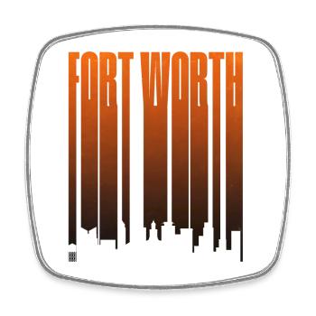 Fort Worth Skyline Neon Gradients - Square fridge magnet - white - Front