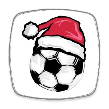 xmas santa claus Fußball Symbol Ball Illustration - Viereckiger Kühlschrankmagnet - Weiß - Vorne