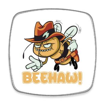 Beehaw bee with cowboy hat Yeehaw - Square fridge magnet - white - Front
