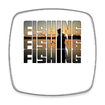 Angling - Square fridge magnet - white - Front