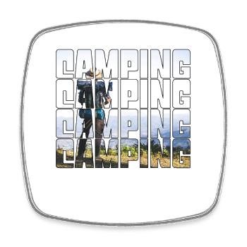 camping - Square fridge magnet - white - Front