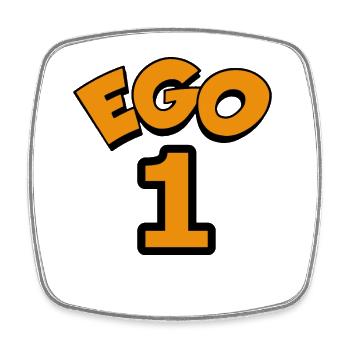 Ego One orange sur fond noir - Magnet carré - blanc - Devant