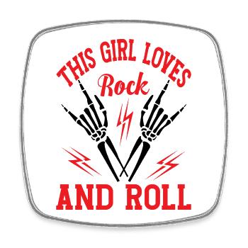 Rock and Roll Girl - Square fridge magnet - white - Front