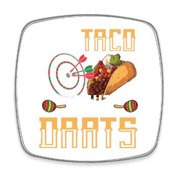 Let's Taco Bout Darts Funny Darts Memes - Square fridge magnet - white - Front