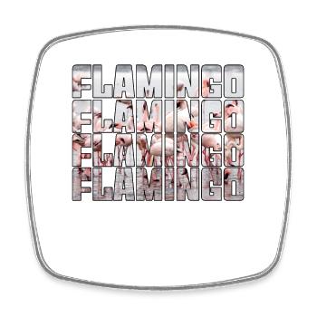 Flamant - Magnet carré - blanc - Devant