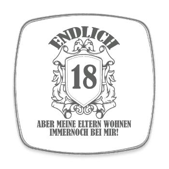 Endlich 18 Gebuststag Spruch - Viereckiger Kühlschrankmagnet - Weiß - Vorne