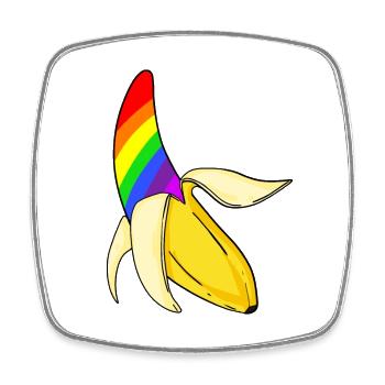 Gay Pride LGBT Regenbogen Banane - Viereckiger Kühlschrankmagnet - Weiß - Vorne
