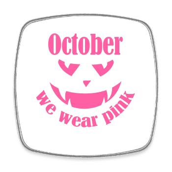 Oktober tragen wir Pink Halloween Kürbis - Viereckiger Kühlschrankmagnet - Weiß - Vorne