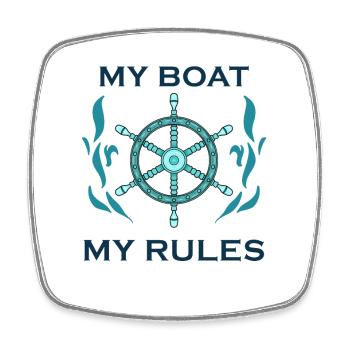 Mein Boot Meine Regeln - Viereckiger Kühlschrankmagnet - Weiß - Vorne