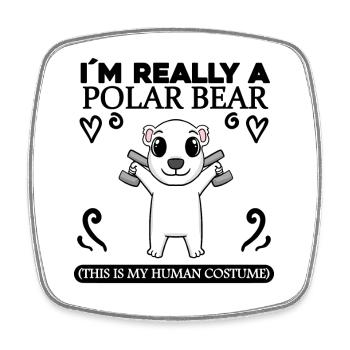 Polar bear and fitness - Square fridge magnet - white - Front