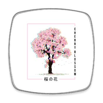 Sakura Cherry Blossoms Japan Fans Anime Glitch - Viereckiger Kühlschrankmagnet - Weiß - Vorne