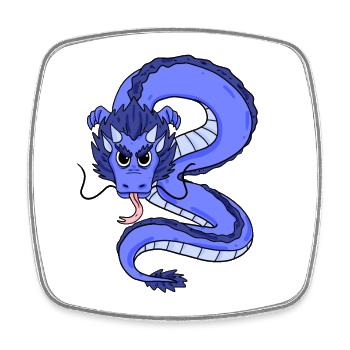 Drache - Viereckiger Kühlschrankmagnet - Weiß - Vorne