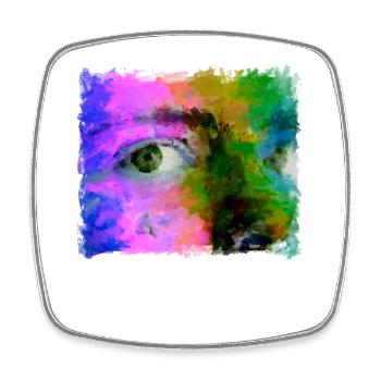 Art Oilpainting Colorful Eye - Square fridge magnet - white - Front