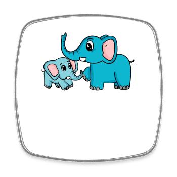 Elefant mit Baby Elefant - Viereckiger Kühlschrankmagnet - Weiß - Vorne