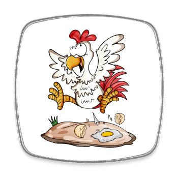 Funny Chicken - Farmer Farmer Chicken Chicken - Magnet carré - blanc - Devant