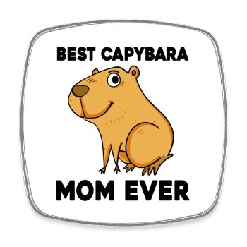 Capybara Mama Wasserschwein - Viereckiger Kühlschrankmagnet - Weiß - Vorne