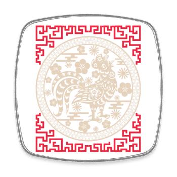 Chinese Horoscope China Year of the Rooster - Square fridge magnet - white - Front