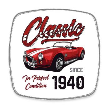 Je ne suis pas vieux Je suis une voiture classique vintage née en 1940 - Magnet carré - blanc - Devant