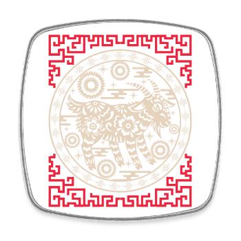 Chinesisches Horoskop China Jahr der Ziege - Viereckiger Kühlschrankmagnet - Weiß - Vorne