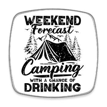 Camping Vorhersage Bier Zelt Berge Wandern Camper - Viereckiger Kühlschrankmagnet - Weiß - Vorne