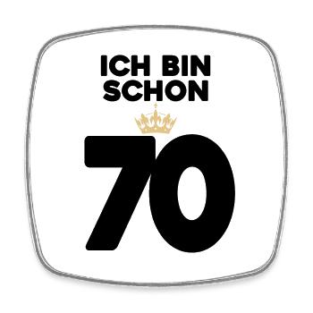 70 Geburtstag - 70 Jahre mit Krone - Viereckiger Kühlschrankmagnet - Weiß - Vorne