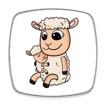 Schaf mit Baby Schaf - Viereckiger Kühlschrankmagnet - Weiß - Vorne