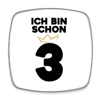 3 Geburtstag - 3 Jahre mit Krone - Viereckiger Kühlschrankmagnet - Weiß - Vorne